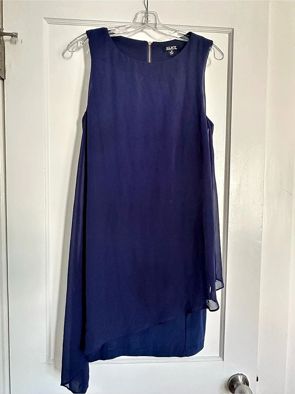 SLNY Asymmetrical Maxi Dress in Blue Size Medium